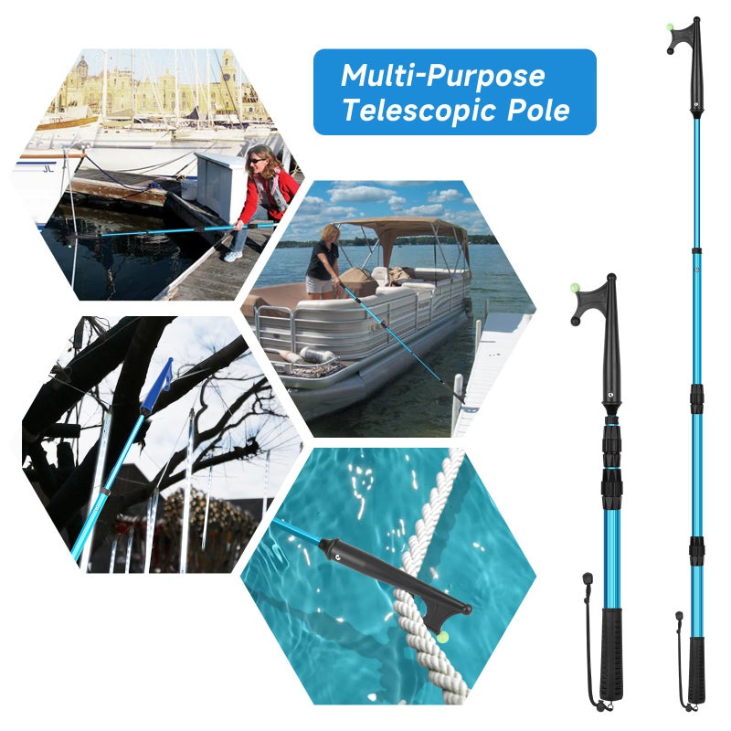 SAN LIKE Boat Hooks for Docking Extension Pole Hook Telescopic Boat Pole with Luminous Bead, Lightweight Floating, Non-Slip Rubber Handle, Durable & Rust-Resistant - Image 5